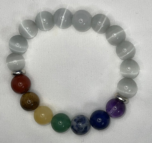Selenite 7 Chakra Bracelet image 0