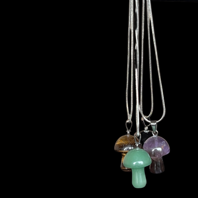 Aventurine Gemstone mushroom necklaces image 2