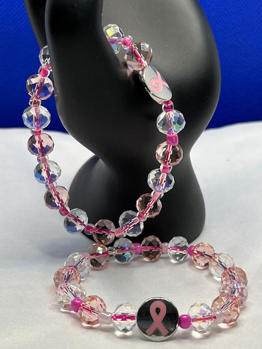 Breast Cancer Awareness Pink Ribbon Bracelets image 0
