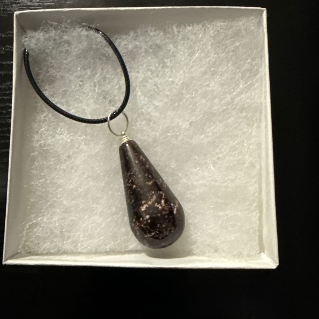 Genuine Garnet Teardrop  Tumbled Gemstone Necklace