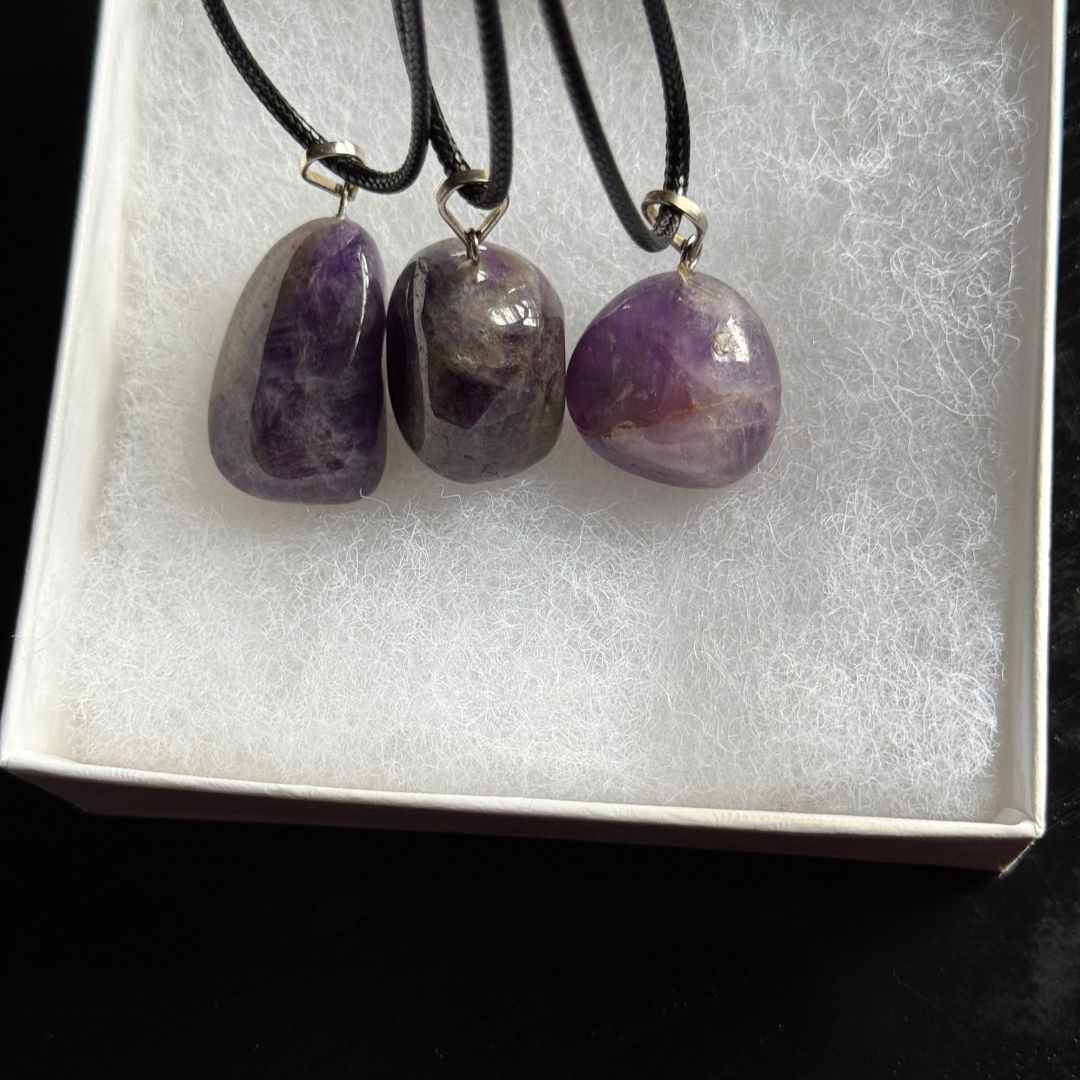 Genuine Tumbled Amethyst  Gemstone Necklace