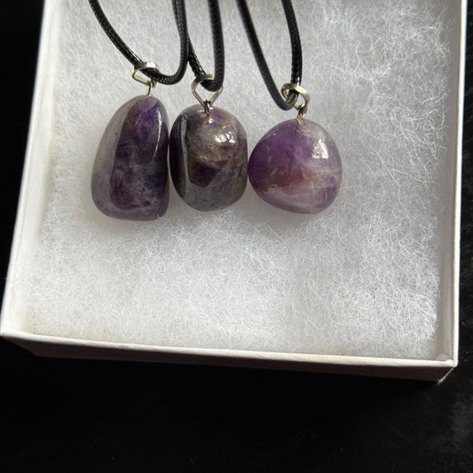 Genuine Tumbled Amethyst  Gemstone Necklace
